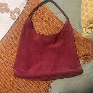 Elegant Burgundy Suede Hobo Bag